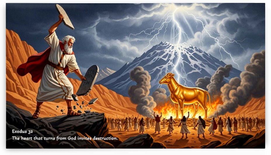 The heart that turns from God invites destruction. Exodus 32 Golden Calf  Worship by DR Mustain by DR Mustain