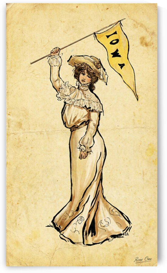 Early 1900s Woman with Iowa Pennant by Row One Brand