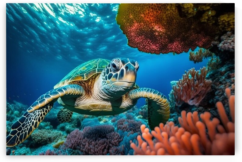 Sea turtle swimming in the undersea by Towseef Dar