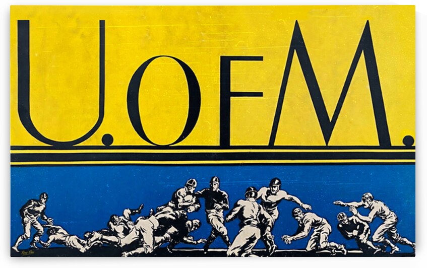 Vintage Michigan Football Art Remix by Row One Brand