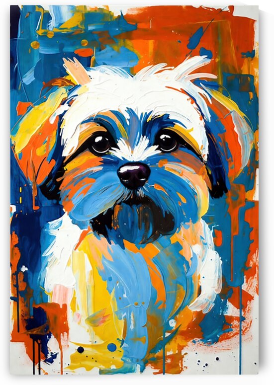 Vibrant Abstract Shih Tzu Dog Portrait - Colorful Expressionist Pet Art by Chris Butler