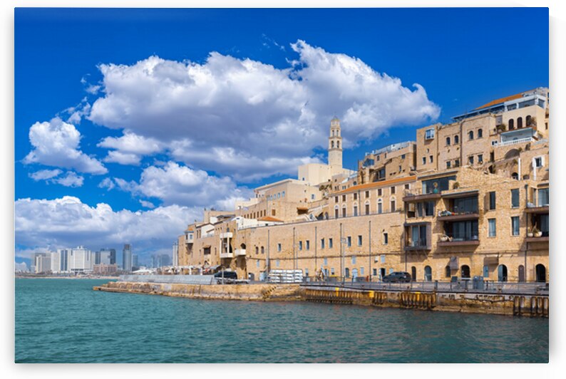 Israel view of Tel Aviv shore sea shoreline and Namal Yafo historic Old Jaffa port by Elijah Lovkoff