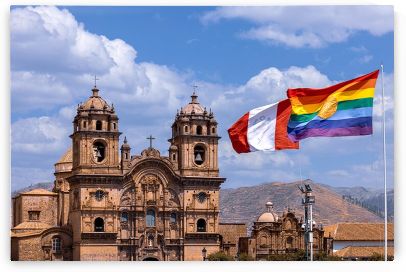 Peru Cusco Central Plaza de Armas square in historic city center with churches monuments and restaurants by Elijah Lovkoff