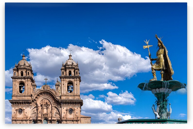 Peru Cusco Central Plaza de Armas square in historic city center with churches monuments and restaurants by Elijah Lovkoff