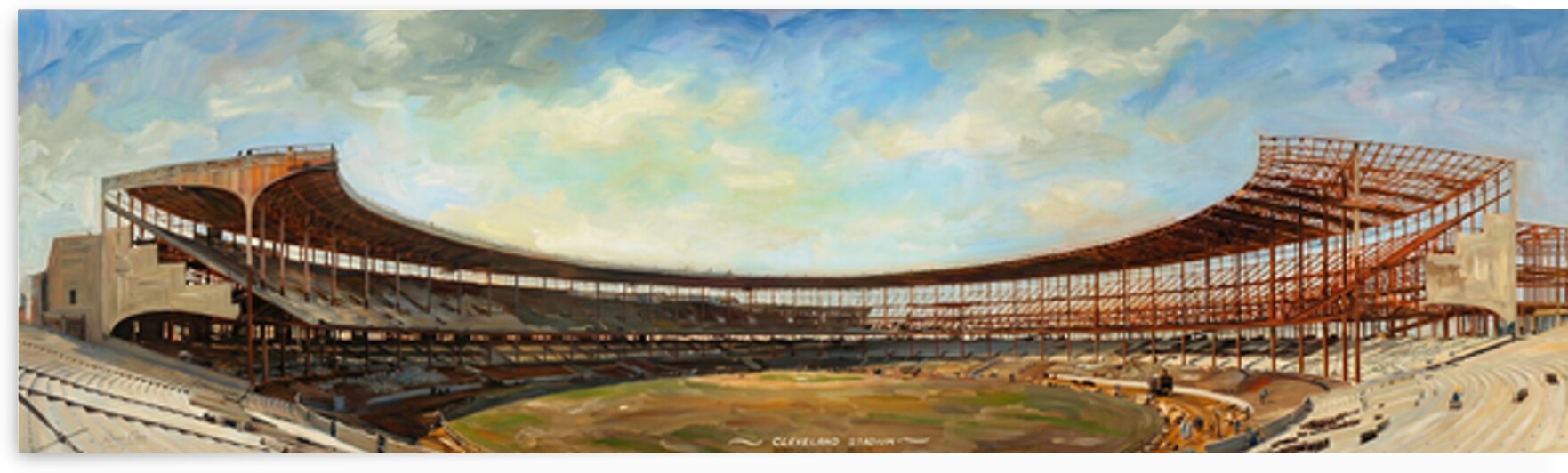 Cleveland Stadium Construction Art by Row One Brand