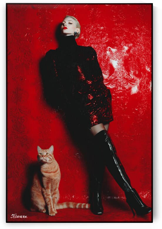 Girl and ginger cat FA 25 2x3 616 by Ksavera ART