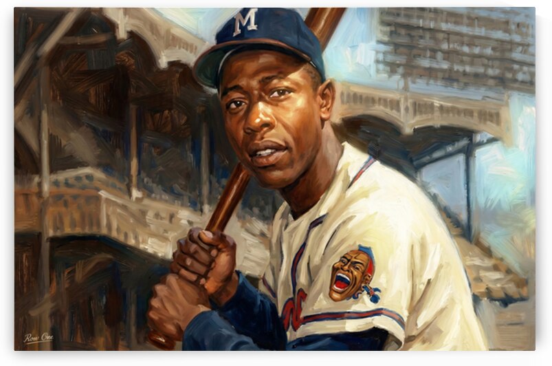 1958 Hank Aaron Milwaukee Braves Art by Row One Brand