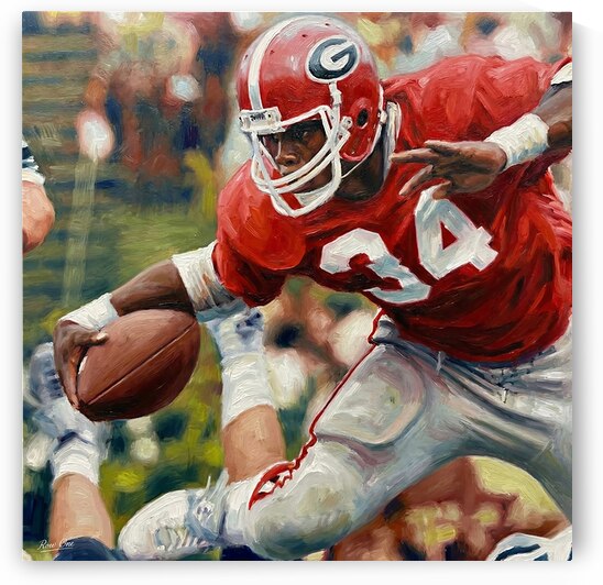 1980s Georgia Herschel Walker Action Art by Row One Brand