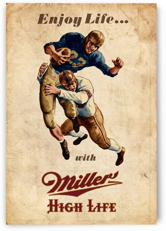 1948 Miller Football Ad Remix by Row One Brand