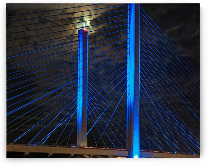 Indian River Bridge Candlestick Moon by Bill Swartwout Photography