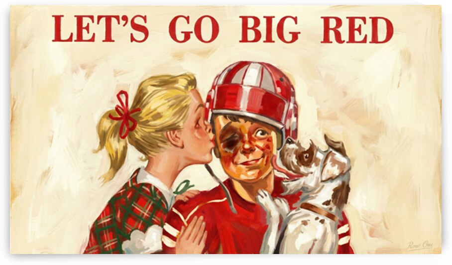 1950s Oklahoma Lets Go Big Red Art by Row One Brand