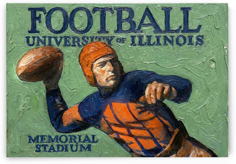 1930s Illinois Football Art by Row One Brand