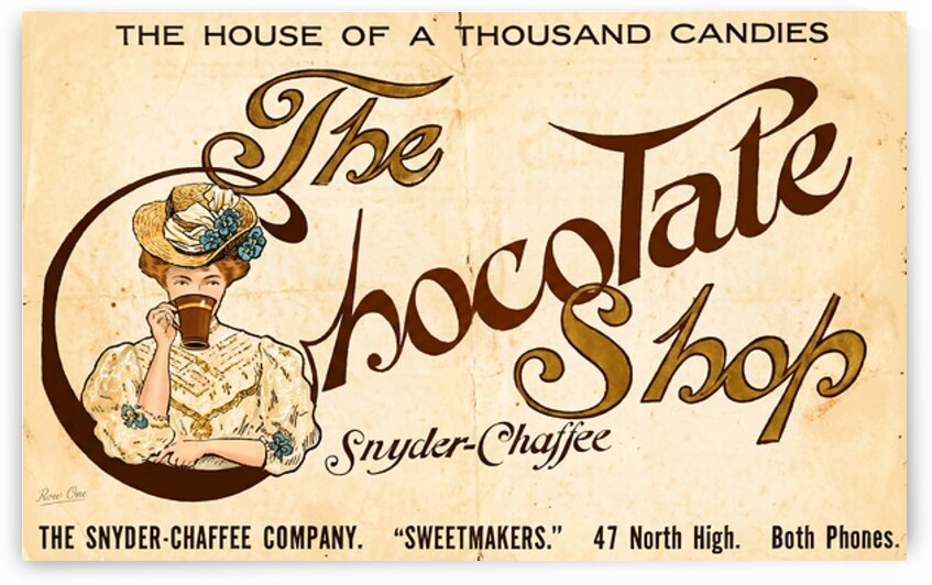 Early 1900s Columbus Chocolate Shop Ad by Row One Brand