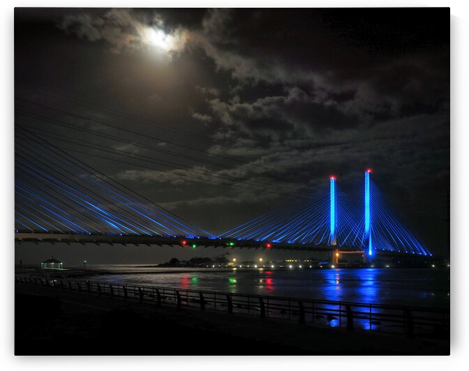 Supermoon Over the Indian River Inlet Bridge by Bill Swartwout Photography