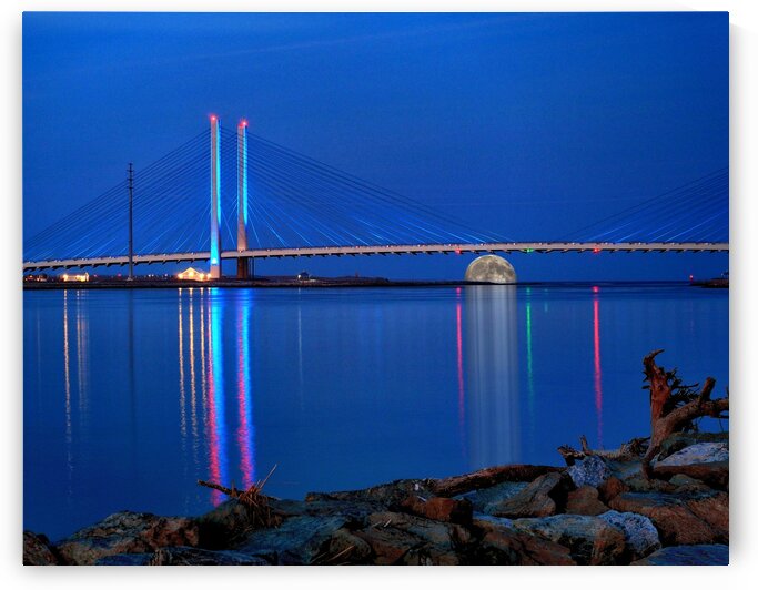Full Moon Rising Under the Indian River Bridge by Bill Swartwout Photography