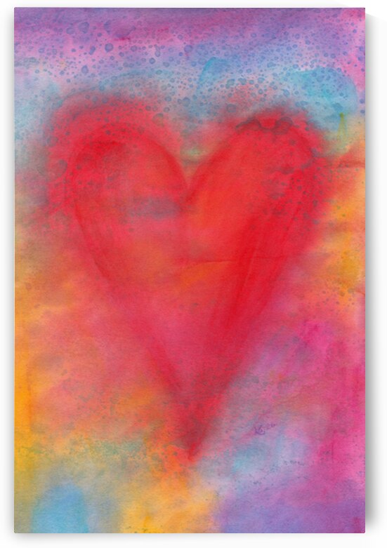 Red heart on rainbow colors by Karen Kaspar