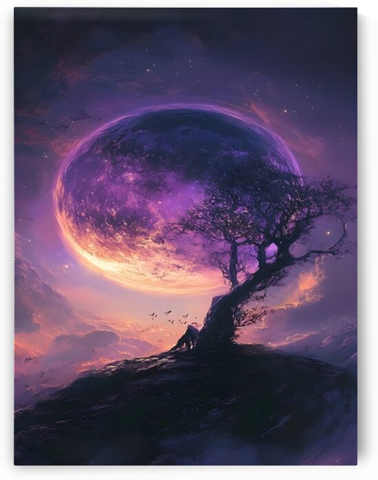 Contemplation Beneath the Glowing Purple Planet.j by PRINCE2030