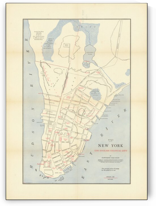 The English Colonial City by MacCoun New York City Published 1730   by Posh Print