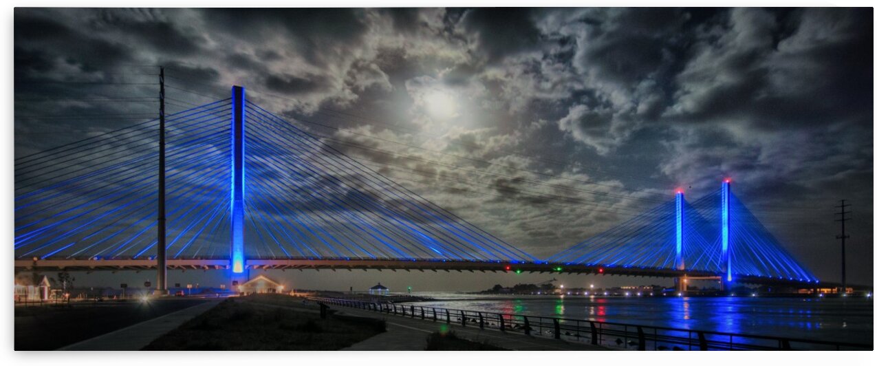 Indian River Bridge Moonlight Panorama by Bill Swartwout Photography