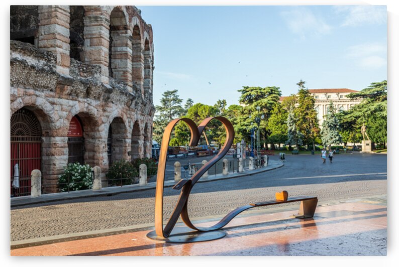 Sculptural composition Forever Love   Bench of Love   in fron of by Paolo Modena