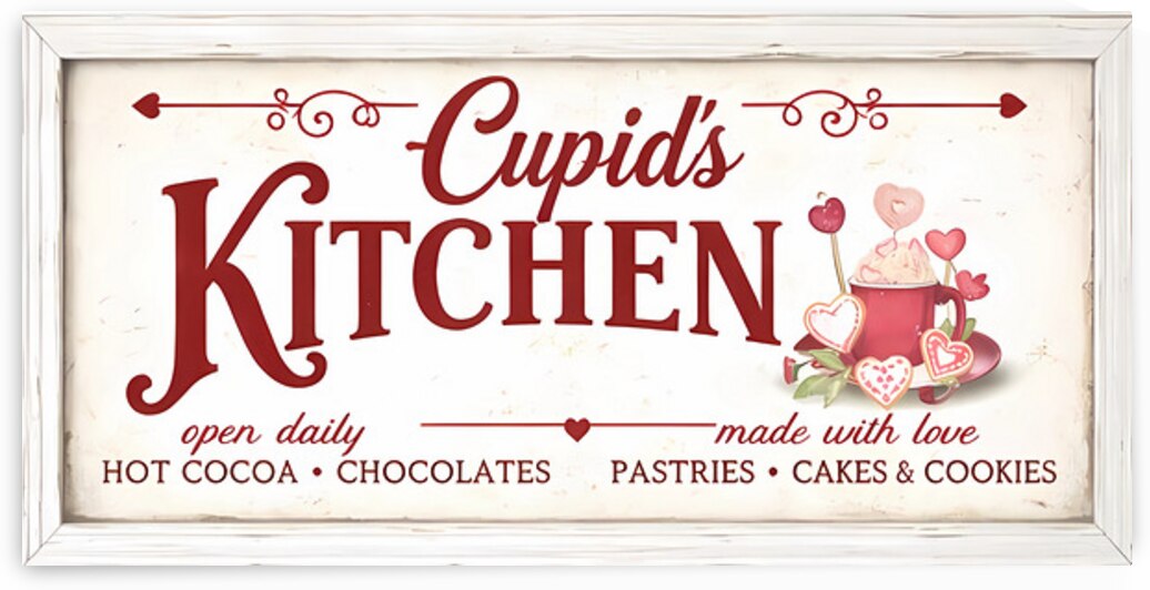 Cupid’s Kitchen Wall Art Sign – Romantic Valentine’s Day Kitchen Decor by DesignedByM