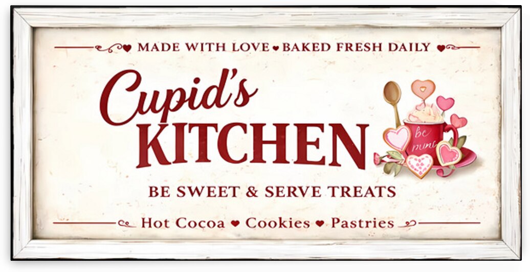 Cupid’s Kitchen Wall Art – Romantic Kitchen Decor Valentine’s Day Gift by DesignedByM