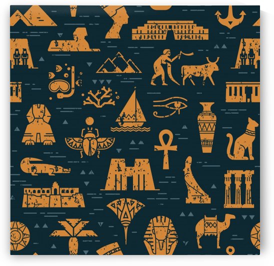 dark seamless pattern symbols landmarks signs egypt by Shamudy