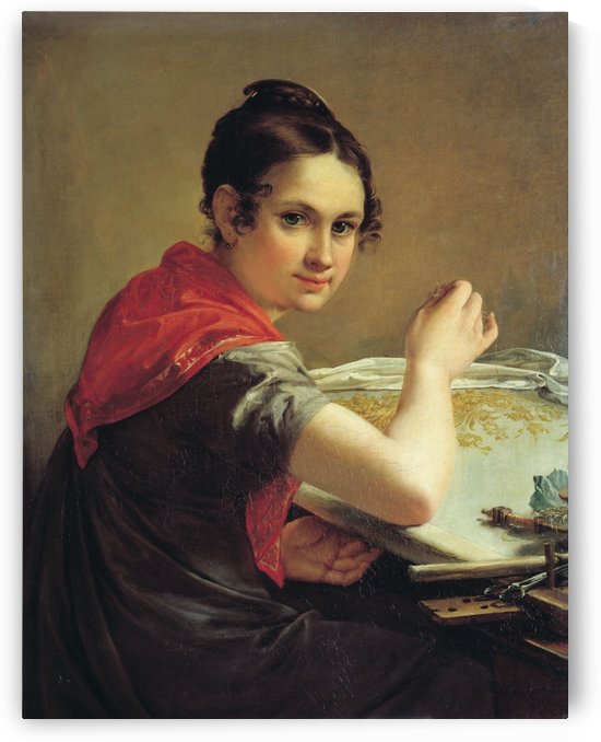 The Gold-Embroideress by Vasily Tropinin