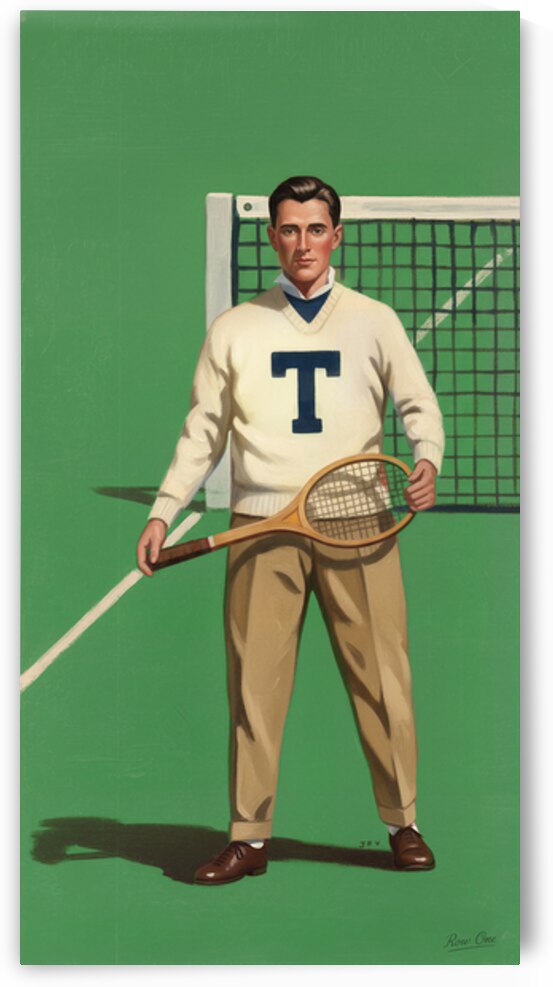 Early 1900s Trinity University Tennis Player by Row One Brand