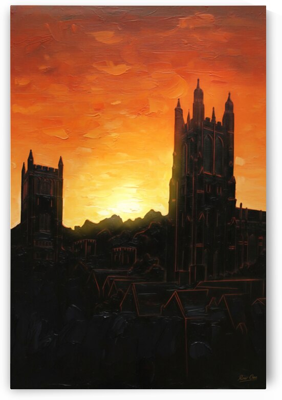 Vintage Duke Campus Sunset Art by Row One Brand
