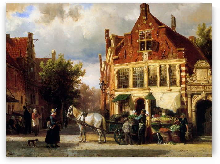 Street scene Sun by Cornelis Springer