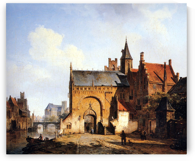 Fantasy cityview of Maassluis by Cornelis Springer
