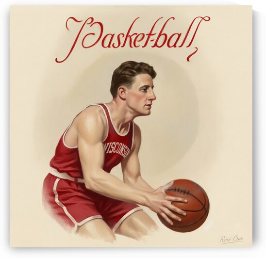 Early 1900s Wisconsin Badgers Basketball Player Art by Row One Brand