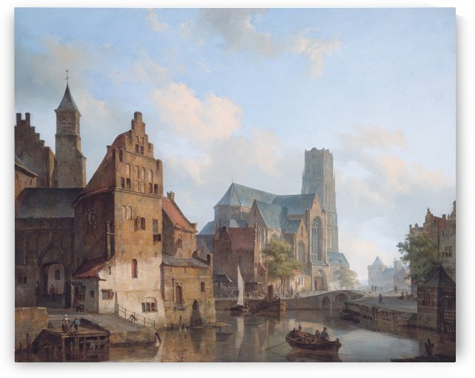 Delftse Vaart and the St Laurens church in Rotterdam by Cornelis Springer