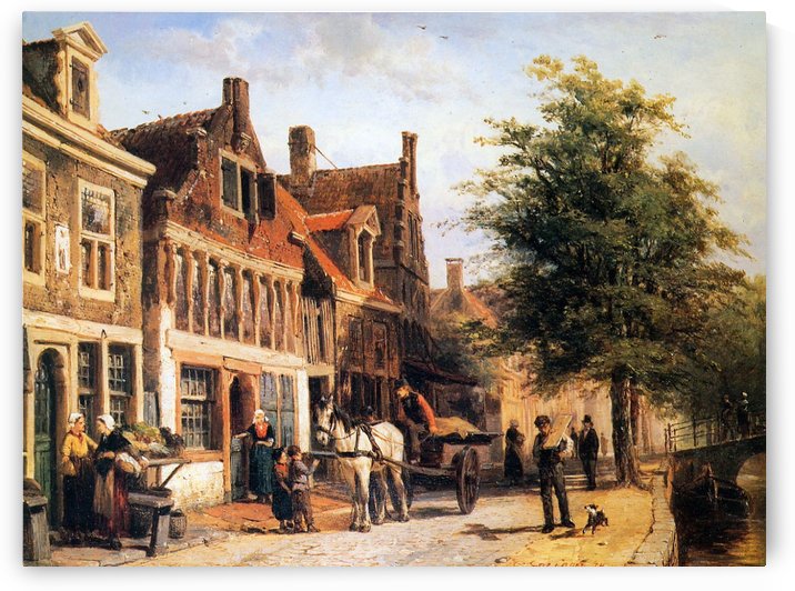 Vissersdijk in Enkhuizen by Cornelis Springer