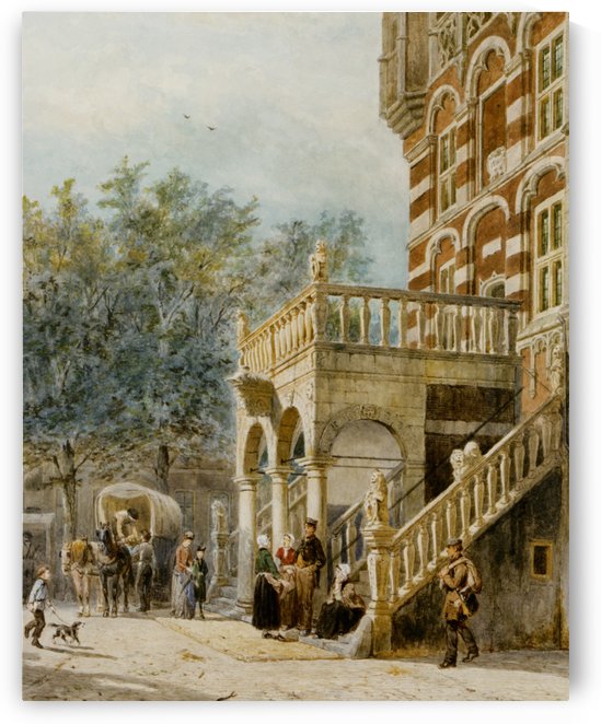 Figures on the Bank in Deventer by Cornelis Springer