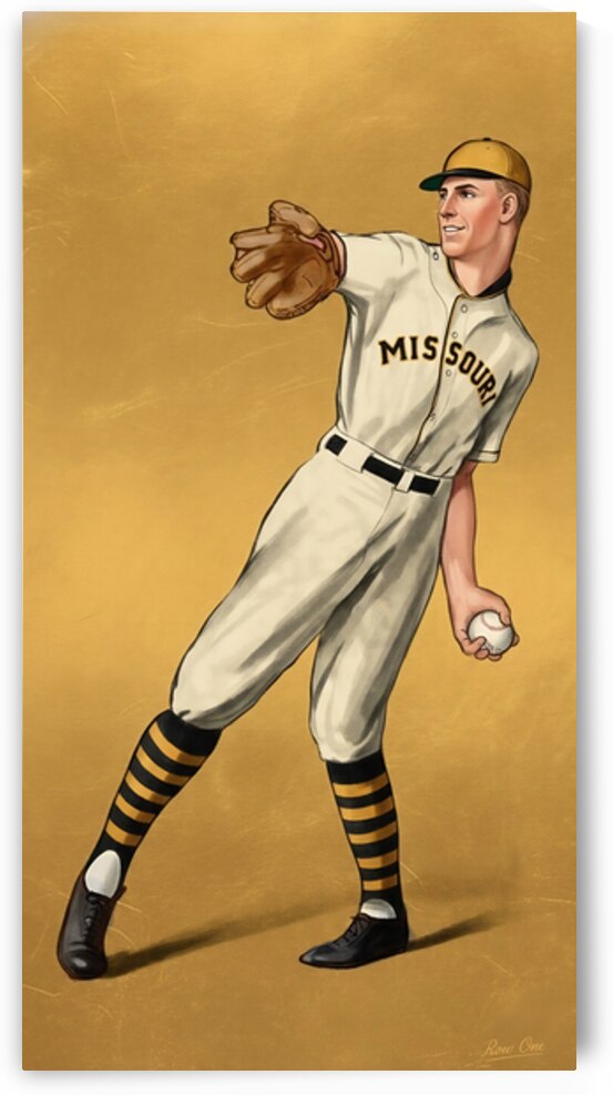 1920s Missouri Tigers Baseball Player Remix Art by Row One Brand