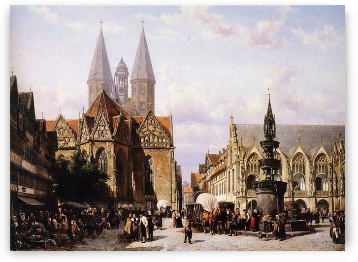 Altstadtmarkt in Brunswijk Sun by Cornelis Springer