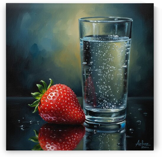 Strawberry and Sparkling Glass by Aeboz Sutdio