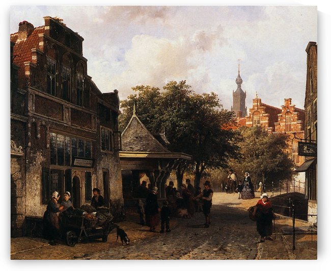 View of Oudewater by Cornelis Springer