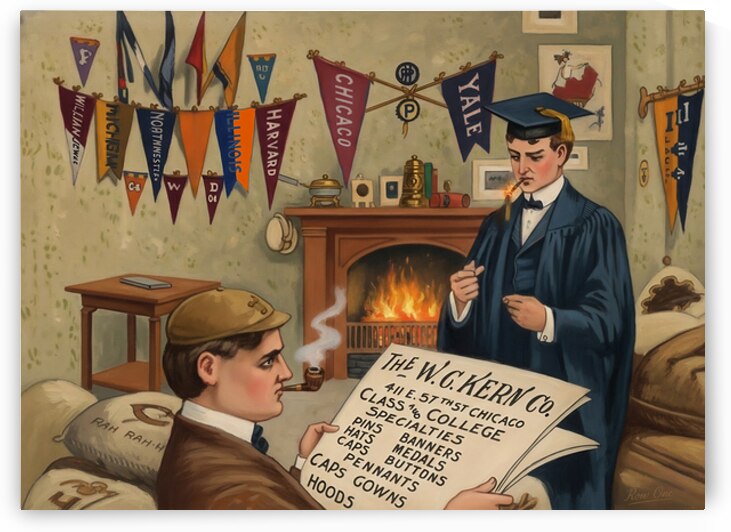 Vintage College Pennants Art by Row One Brand