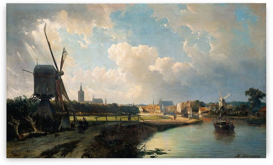 View of The Hague from the Delftse Vaart by Cornelis Springer