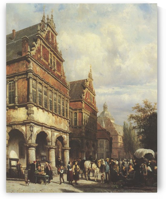 Paderborn, Marktplatz mit Rathaus by Cornelis Springer