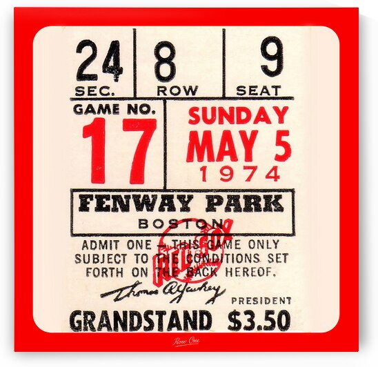 1974 Boston Red Sox Ticket Square Art by Row One Brand