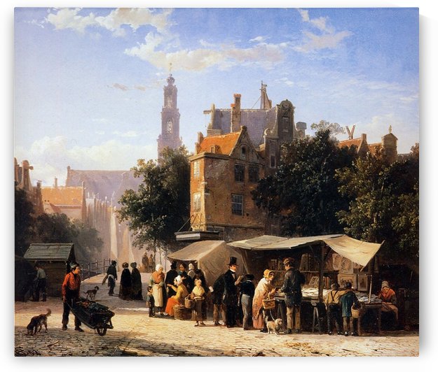 Bookstall on the Noordermarket by Cornelis Springer