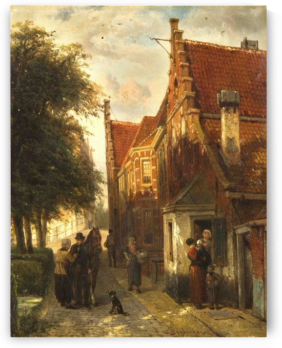 Outside the house by Cornelis Springer