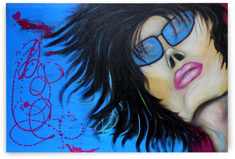 La femme a lunette sous le ciel Bleu by Marie Therese Lacroix