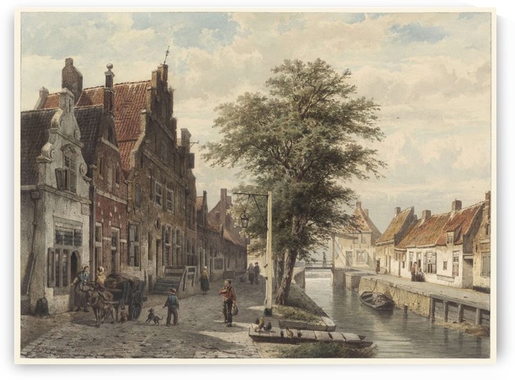 Gezicht op de gracht te Hasselt by Cornelis Springer