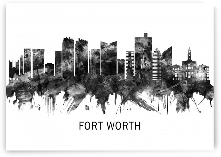 Fort Worth Texas Skyline BW by Towseef Dar