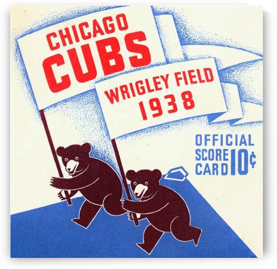 1938 Chicago Cubs Mascot Art - Vintage Running Cubs Flag Print  by Row One Brand